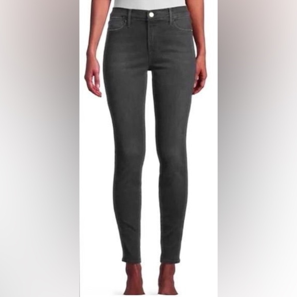 Frame Denim Le High Skinny Ankle Jeans In Condor Washed Black/gray  Size 24